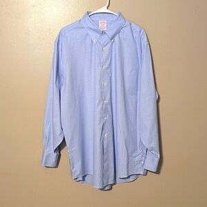 Brooks Brothers Button Down Long‎ Sleeve Shirt Blue Mens Size 17 1/2 35